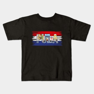 PULA - Croatia Arch of the Sergii with Flag Kids T-Shirt